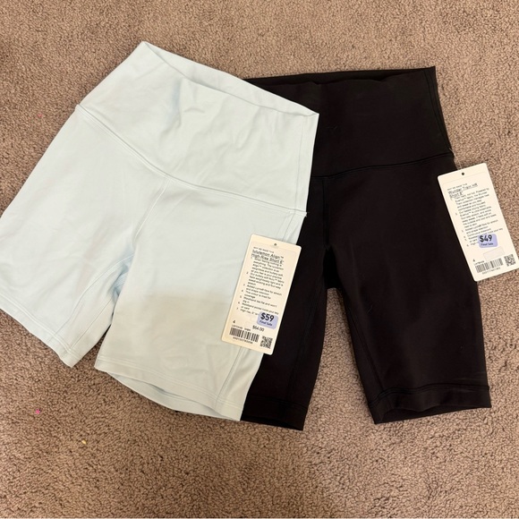 lululemon athletica Pants - lululemon athletica Women's Bike Shorts - Black and Mint Breeze